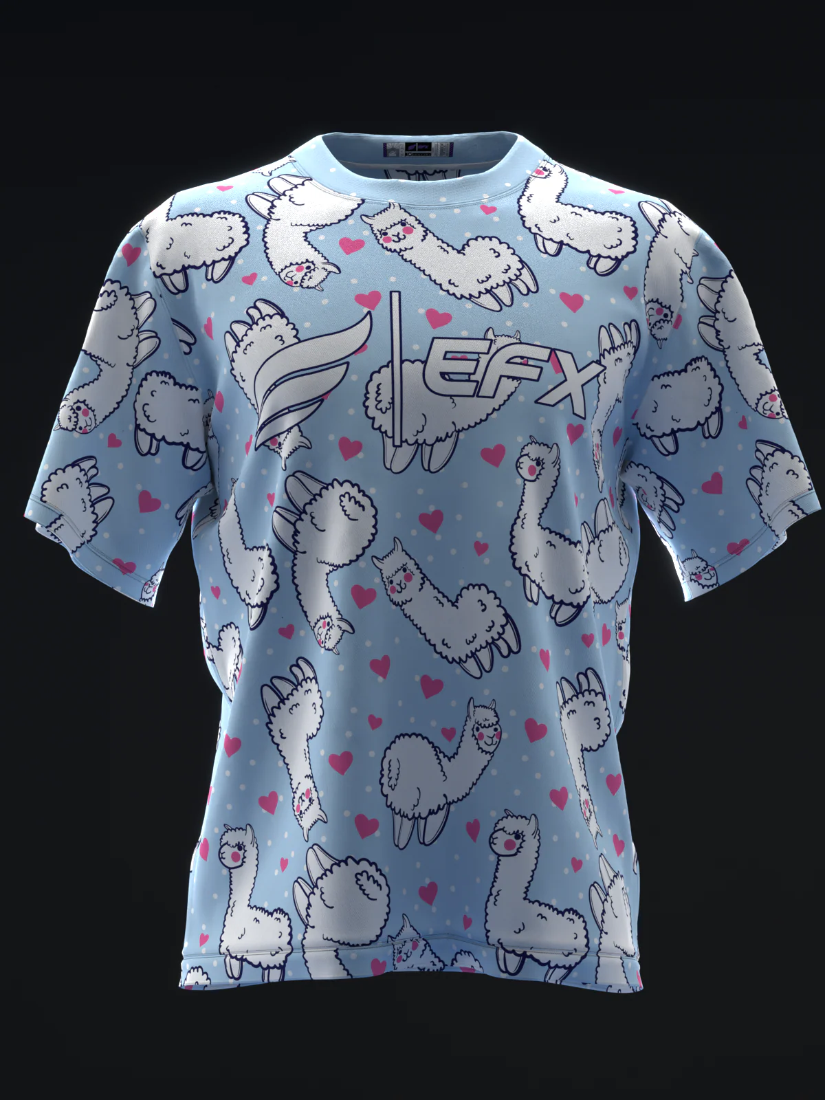 Alpaca Hearts - Blue - Bowling Jersey - Image 2