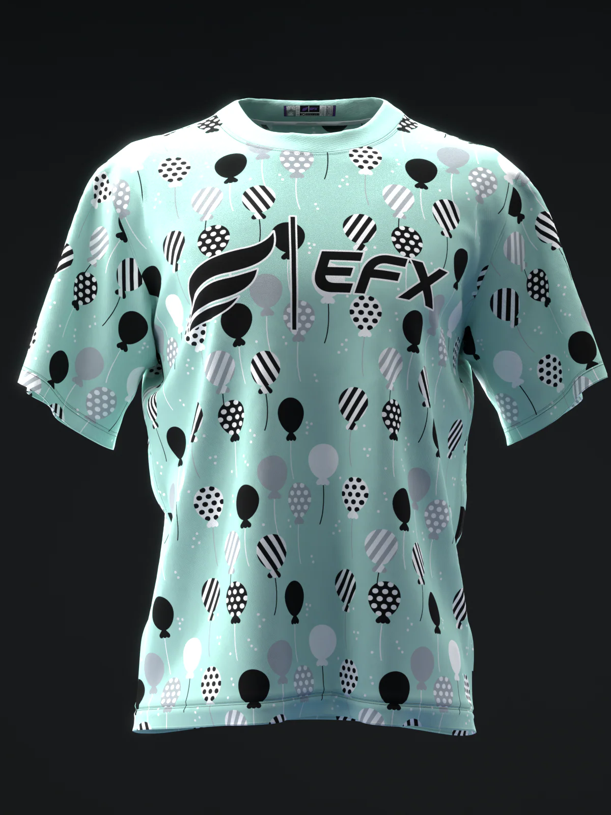 Balloons - Teal Black - Bowling Jersey - Image 2