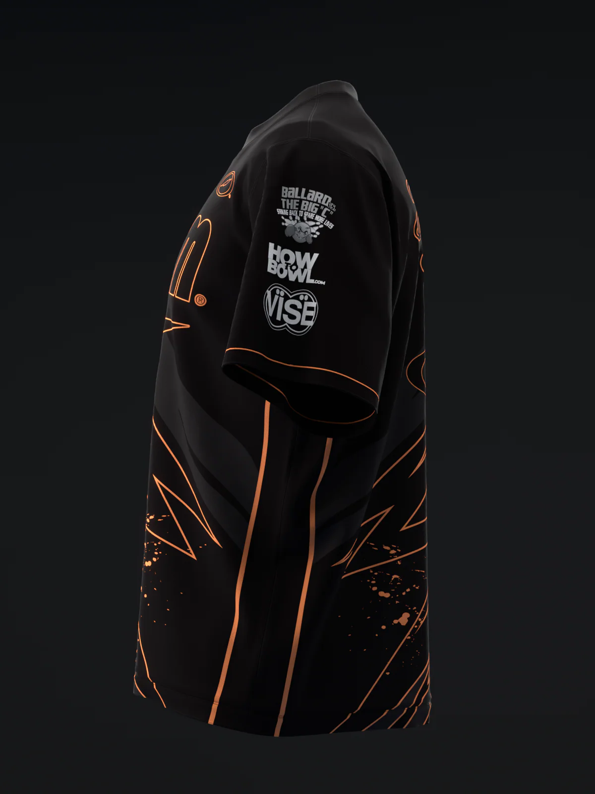 Darren Tang 2024 - Blackout Black Neon Orange - Bowling Jersey - Image 6