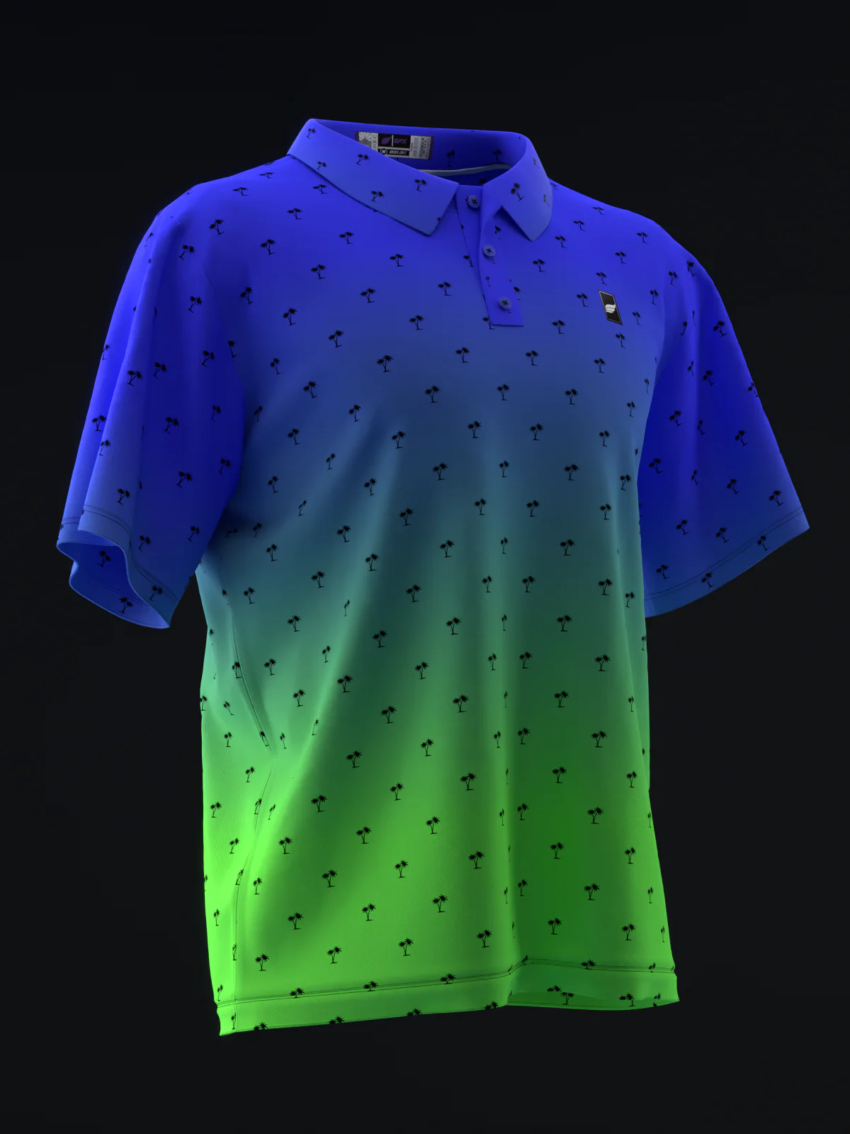 Fairways - Palms Neon Blue Green - Bowling Polo - Image 3