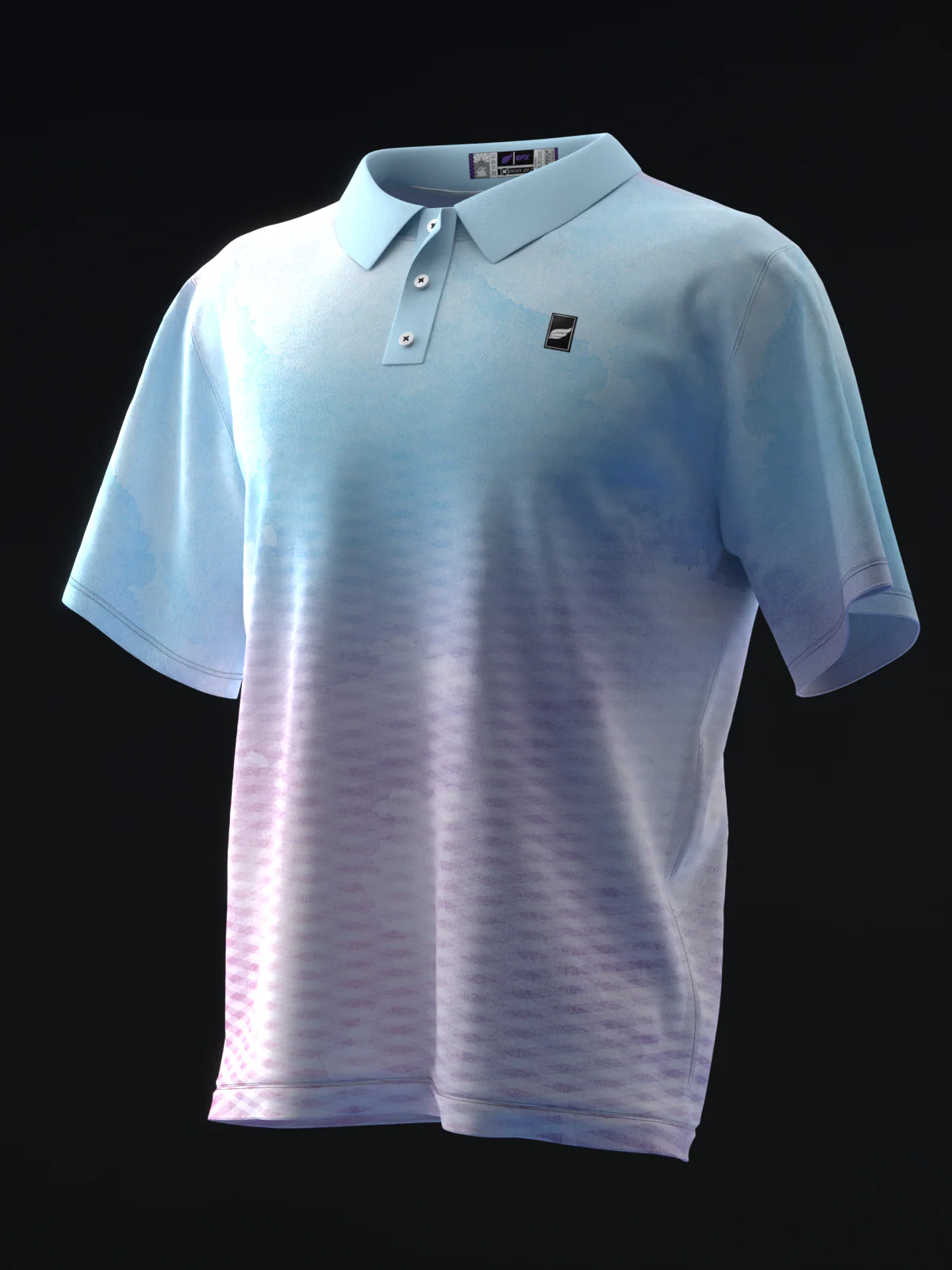 Fairways - Watercolor Pink Blue - Bowling Polo