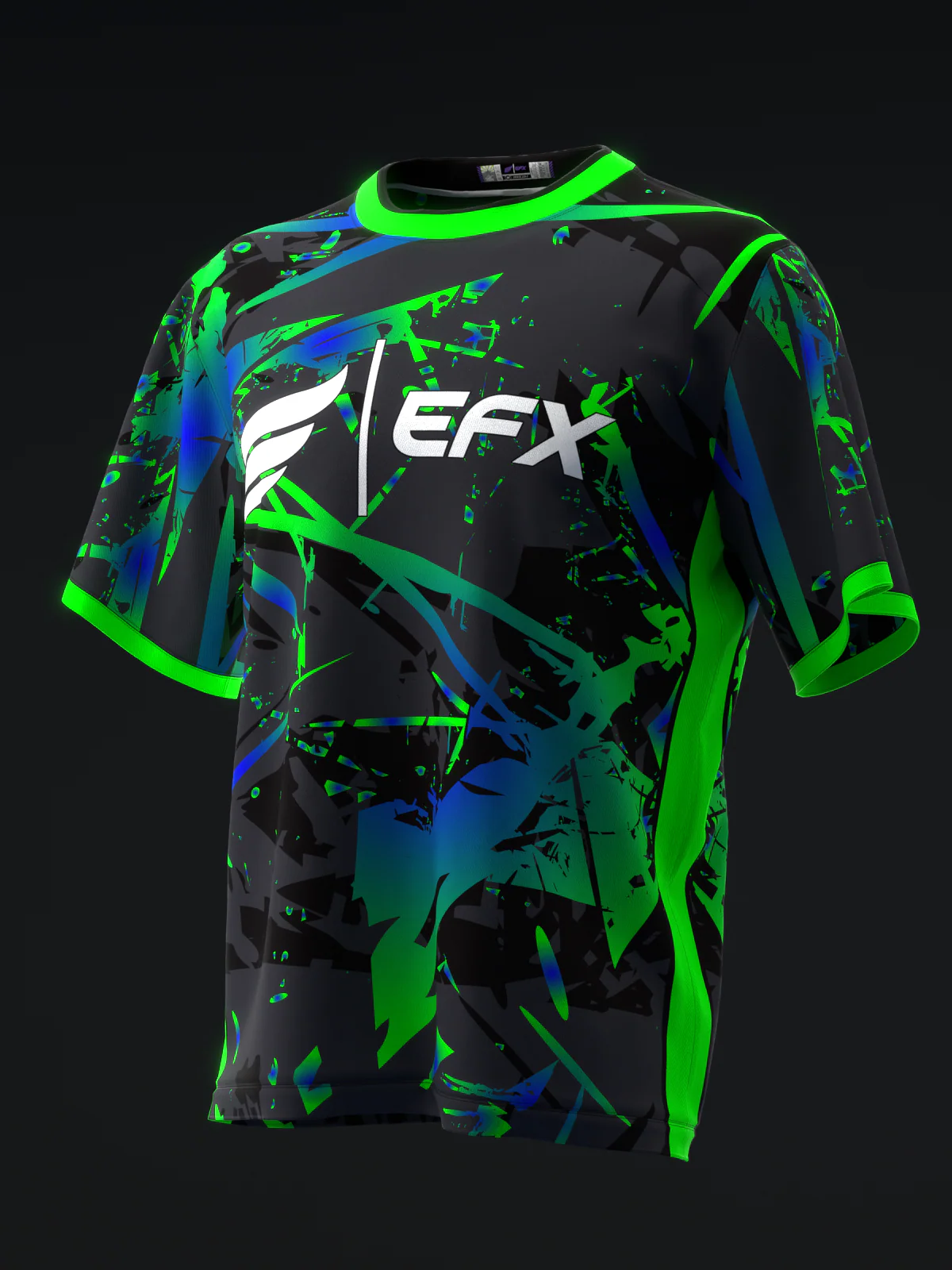 Karma - Neon Green Blue - Bowling Jersey