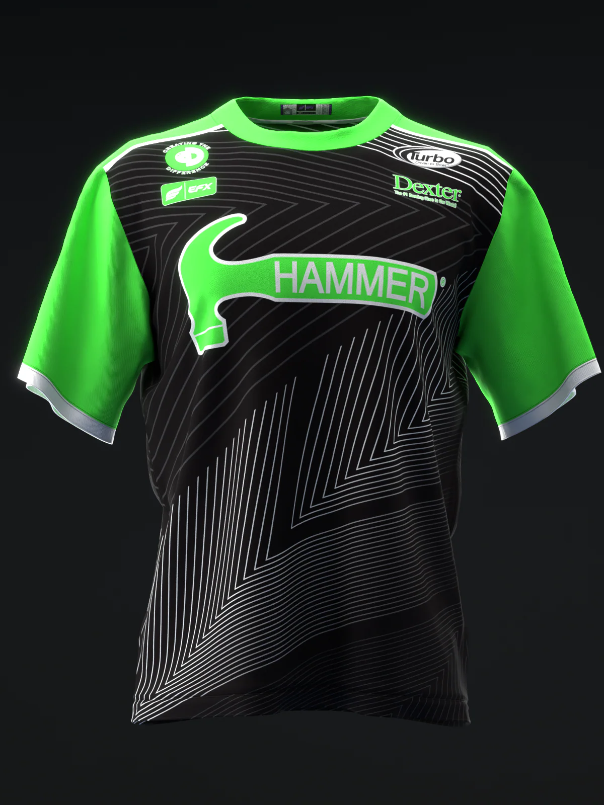 Marshall Kent 2024 - Clean Lines Neon Green Black - Bowling Jersey - Image 2