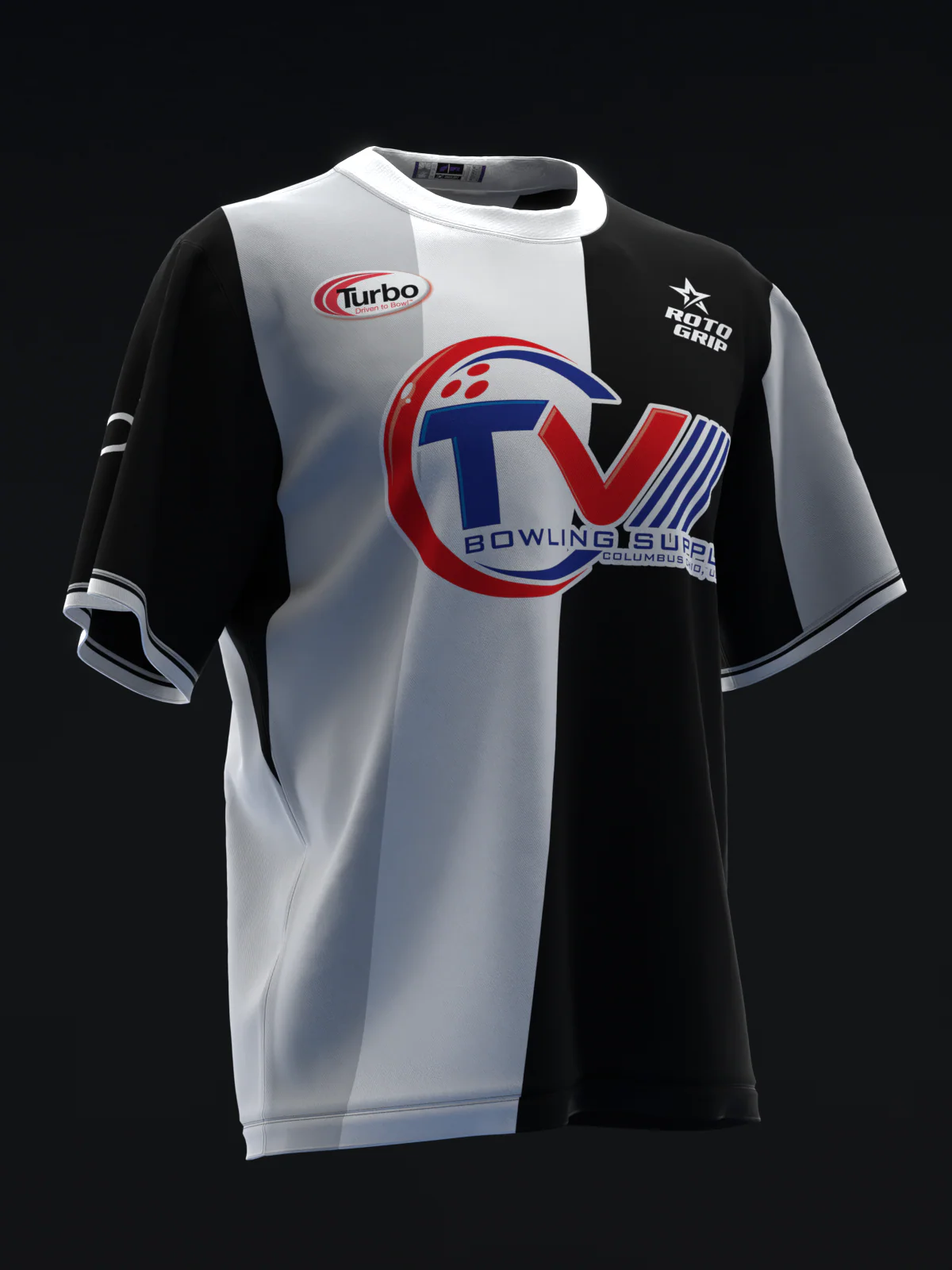 Michael Tang 2024 - Retro Stripes Black Gray White - Bowling Jersey - Image 3