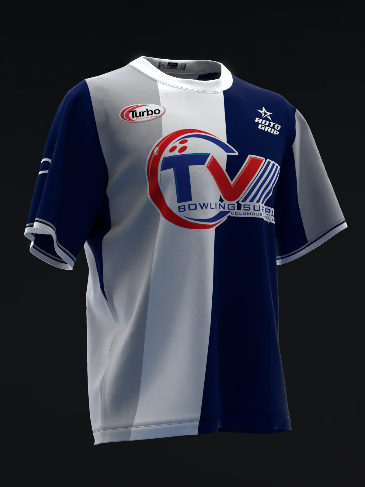Michael Tang 2024 - Retro Stripes Navy Gray White - Bowling Jersey - Image 3