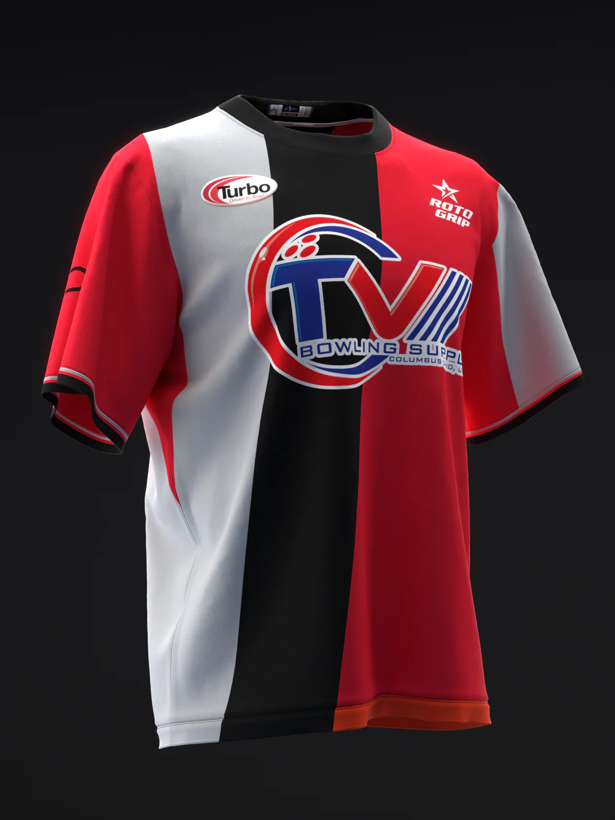 Michael Tang 2024 - Retro Stripes Scarlett Gray Black - Bowling Jersey - Image 3