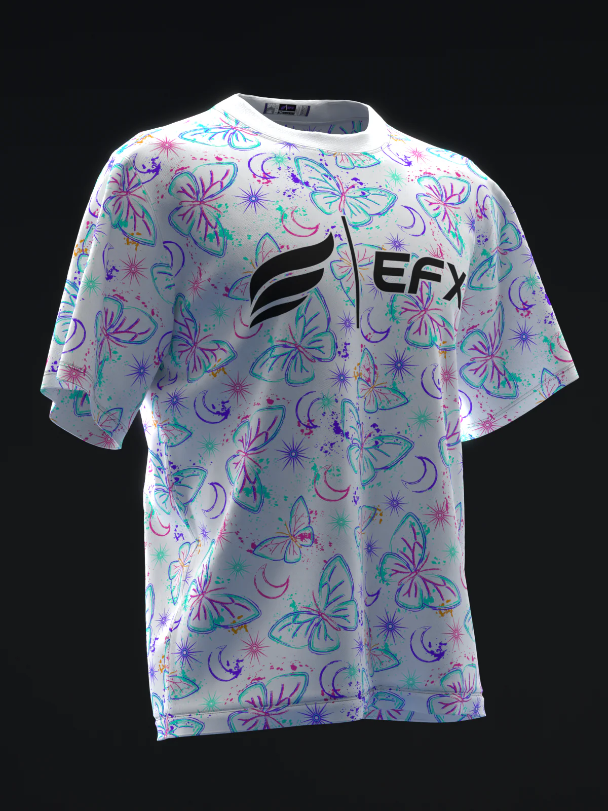 Neon Butterflies - White - Bowling Jersey - Image 3