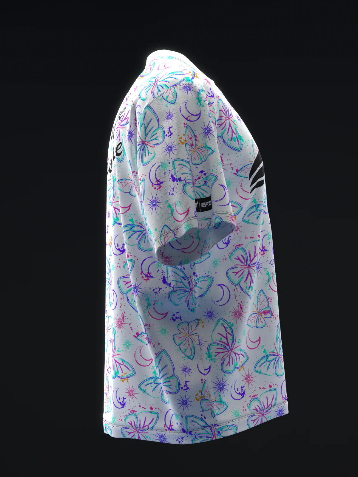 Neon Butterflies - White - Bowling Jersey - Image 4