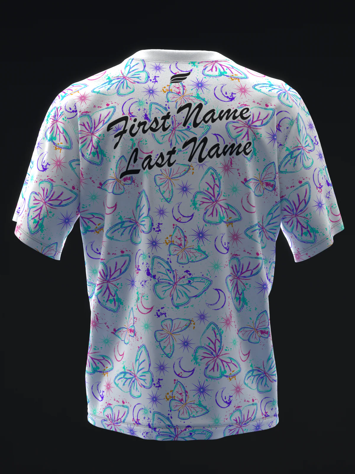 Neon Butterflies - White - Bowling Jersey - Image 5