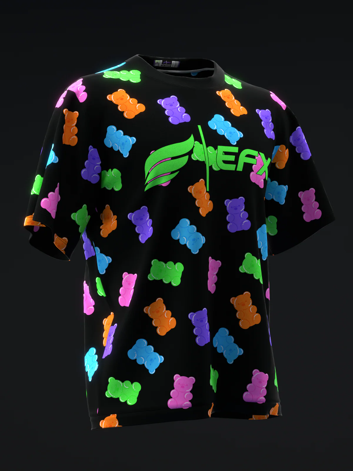 Neon Gummy Bears - Black - Bowling Jersey - Image 3