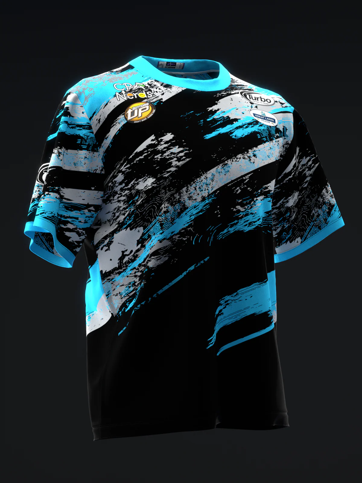 Perry Crowell 2024 - MX25 Black Neon Blue Gray - Bowling Jersey - Image 3