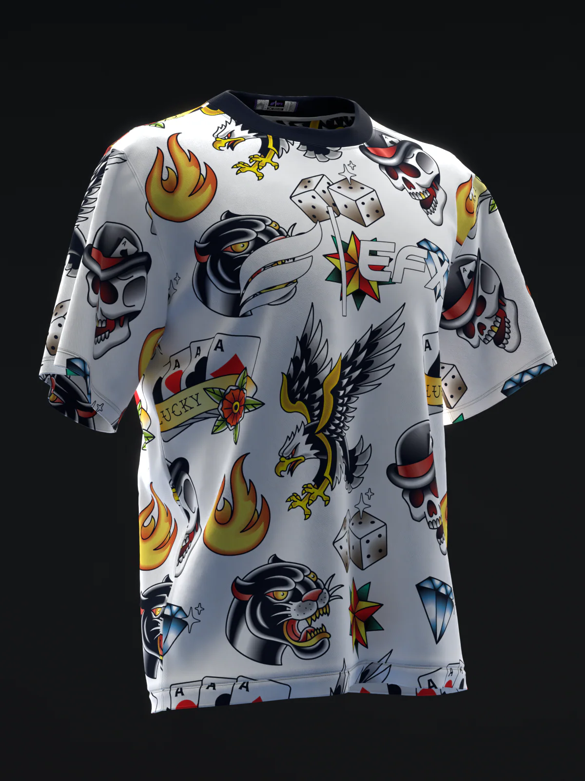 Traditional Tattoo - White - Bowling Jersey - Image 3