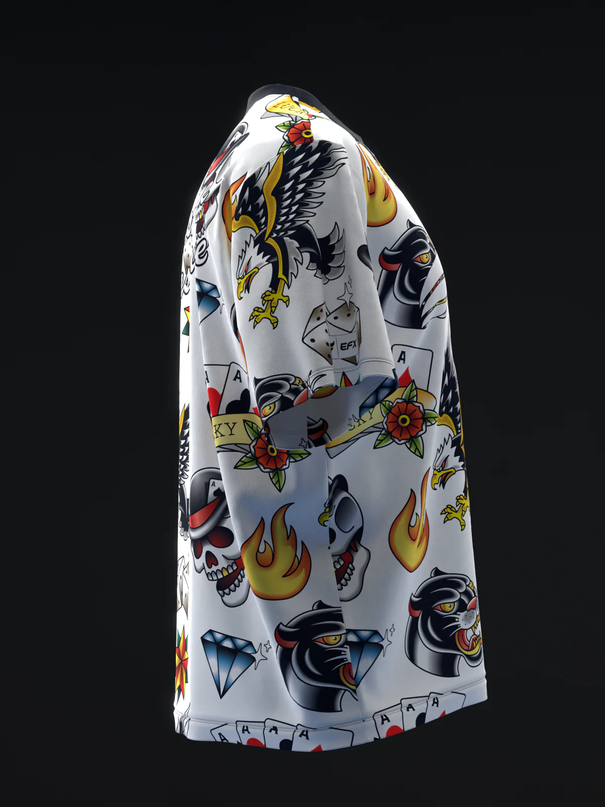 Traditional Tattoo - White - Bowling Jersey - Image 4