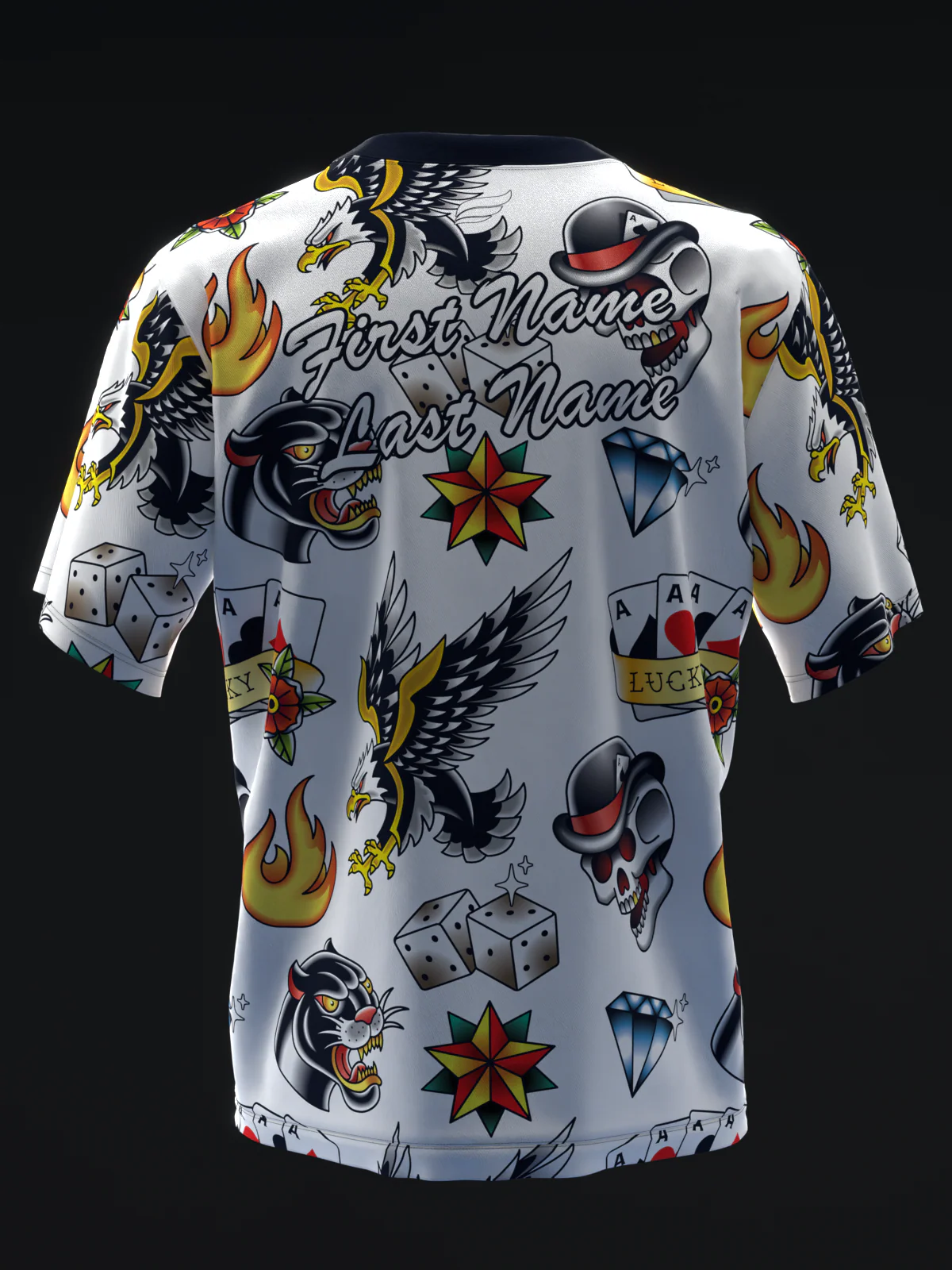 Traditional Tattoo - White - Bowling Jersey - Image 5