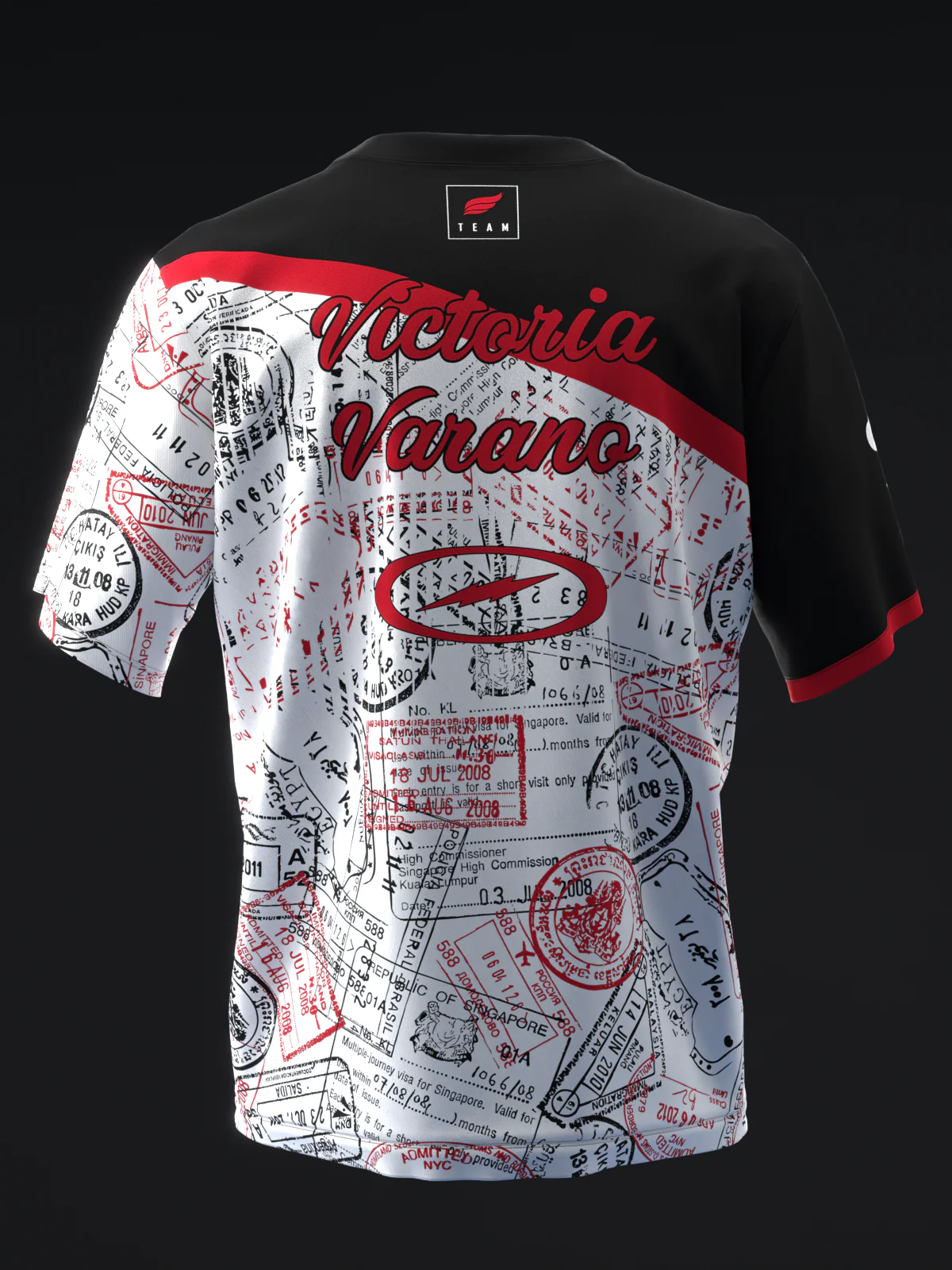 Victoria Varano 2024 - Stamps Black White Red - Bowling Jersey - Image 5