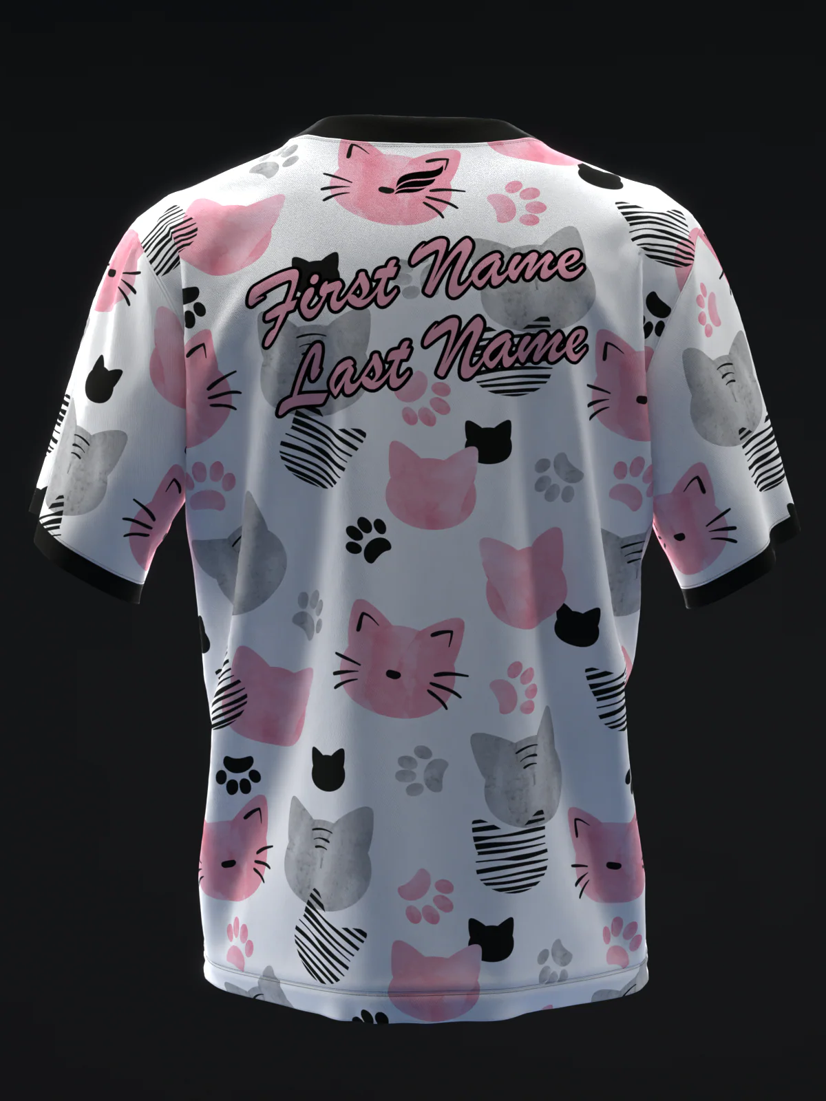 Watercolor Kitties - Pink - Bowling Jersey - Image 5